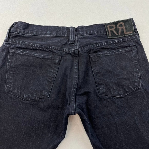 Vintage Ralph Lauren RRL Slim Black Denim Jeans Mens 29x34 Button Fly Made USA - Picture 2 of 10